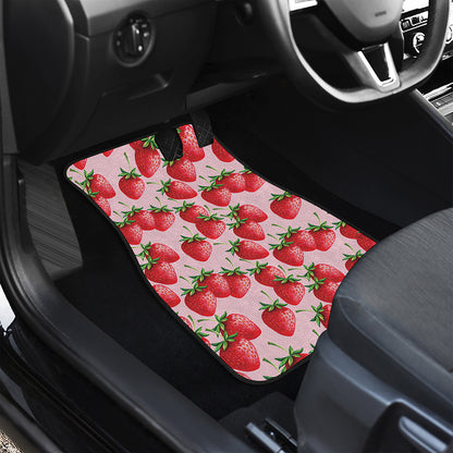Strawberry Fruit Pattern Print Front and Back Car Floor Mats