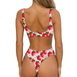 Strawberry Fruit Pattern Print Front Bow Tie Bikini