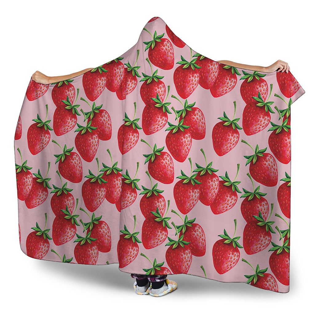 Strawberry Fruit Pattern Print Hooded Blanket