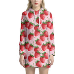 Strawberry Fruit Pattern Print Hoodie Dress