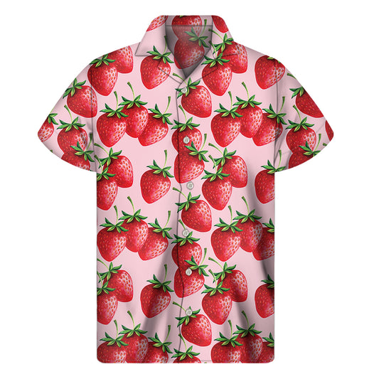 Strawberry Fruit Pattern Print Men's Short Sleeve Shirt