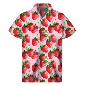 Strawberry Fruit Pattern Print Men's Short Sleeve Shirt