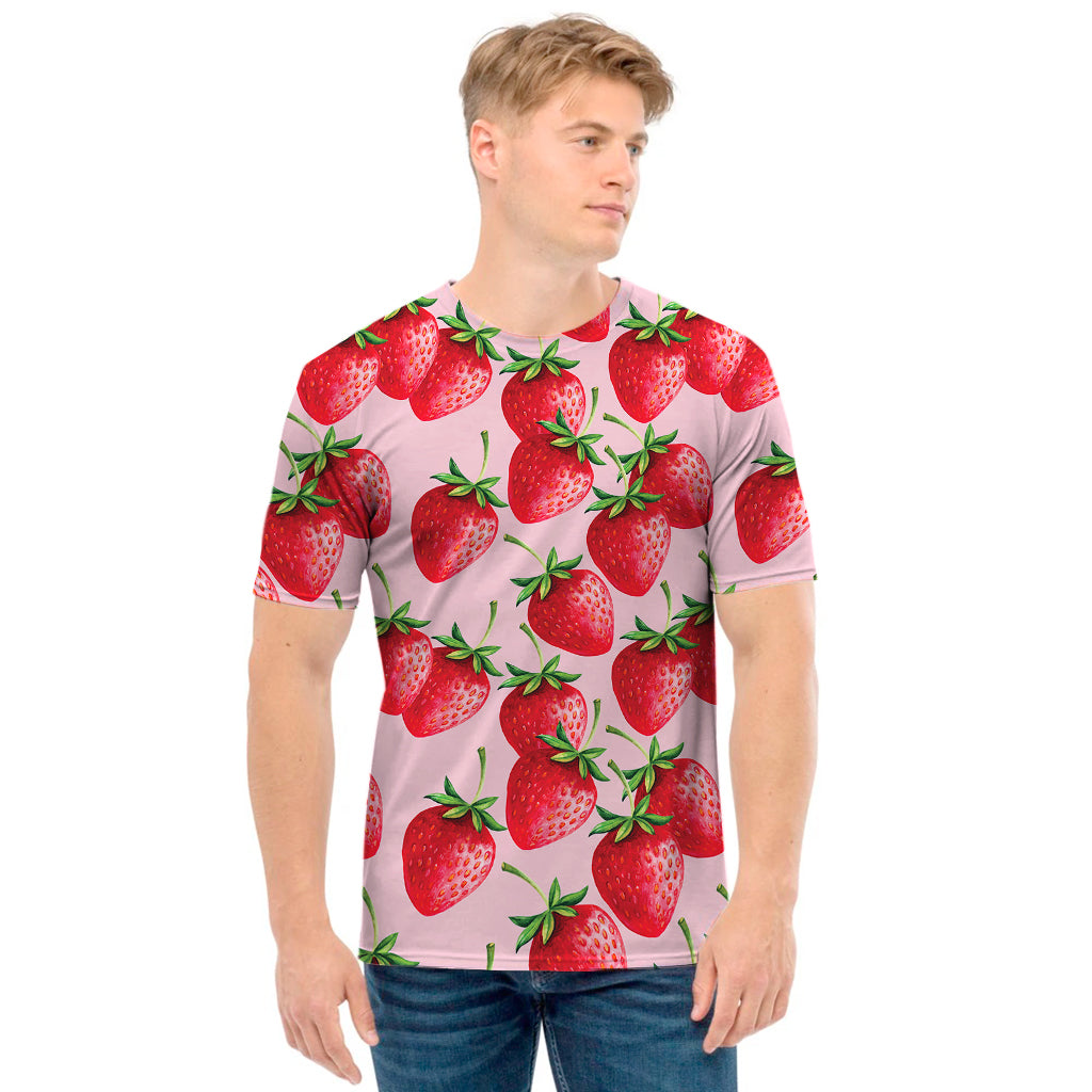 Strawberry Fruit Pattern Print Men's T-Shirt