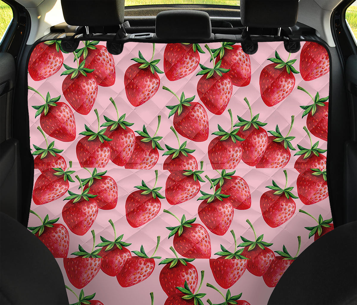 Strawberry Fruit Pattern Print Pet Car Back Seat Cover