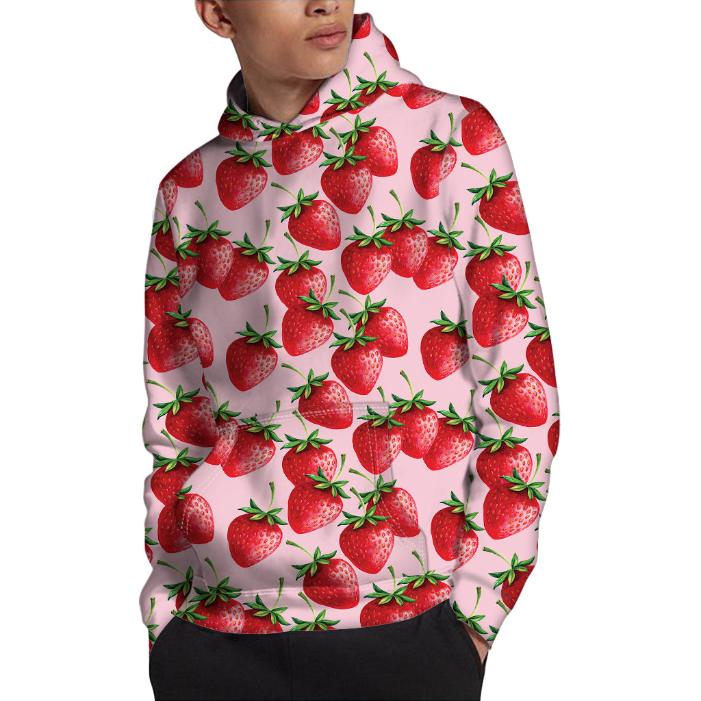 Strawberry Fruit Pattern Print Pullover Hoodie