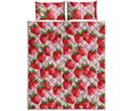 Strawberry Fruit Pattern Print Quilt Bed Set