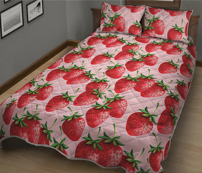 Strawberry Fruit Pattern Print Quilt Bed Set