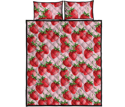 Strawberry Fruit Pattern Print Quilt Bed Set
