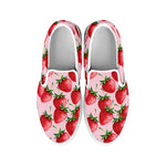 Strawberry Fruit Pattern Print White Slip On Shoes