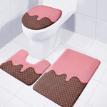 Strawberry Ice Cream Melted Print 3 Piece Bath Mat Set