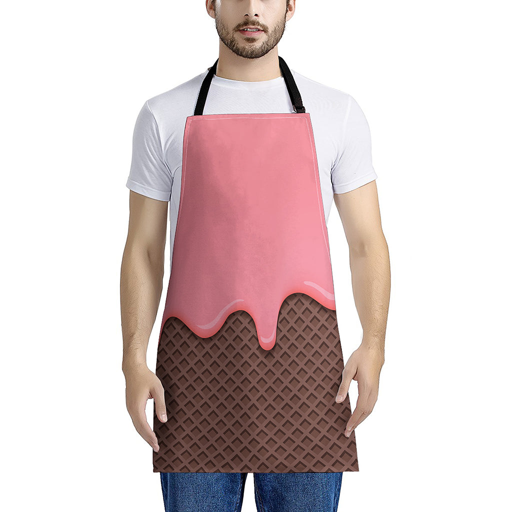 Strawberry Ice Cream Melted Print Apron