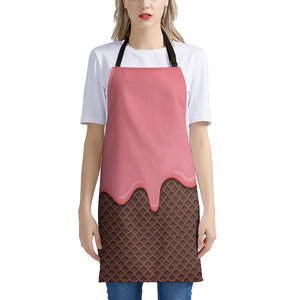 Strawberry Ice Cream Melted Print Apron