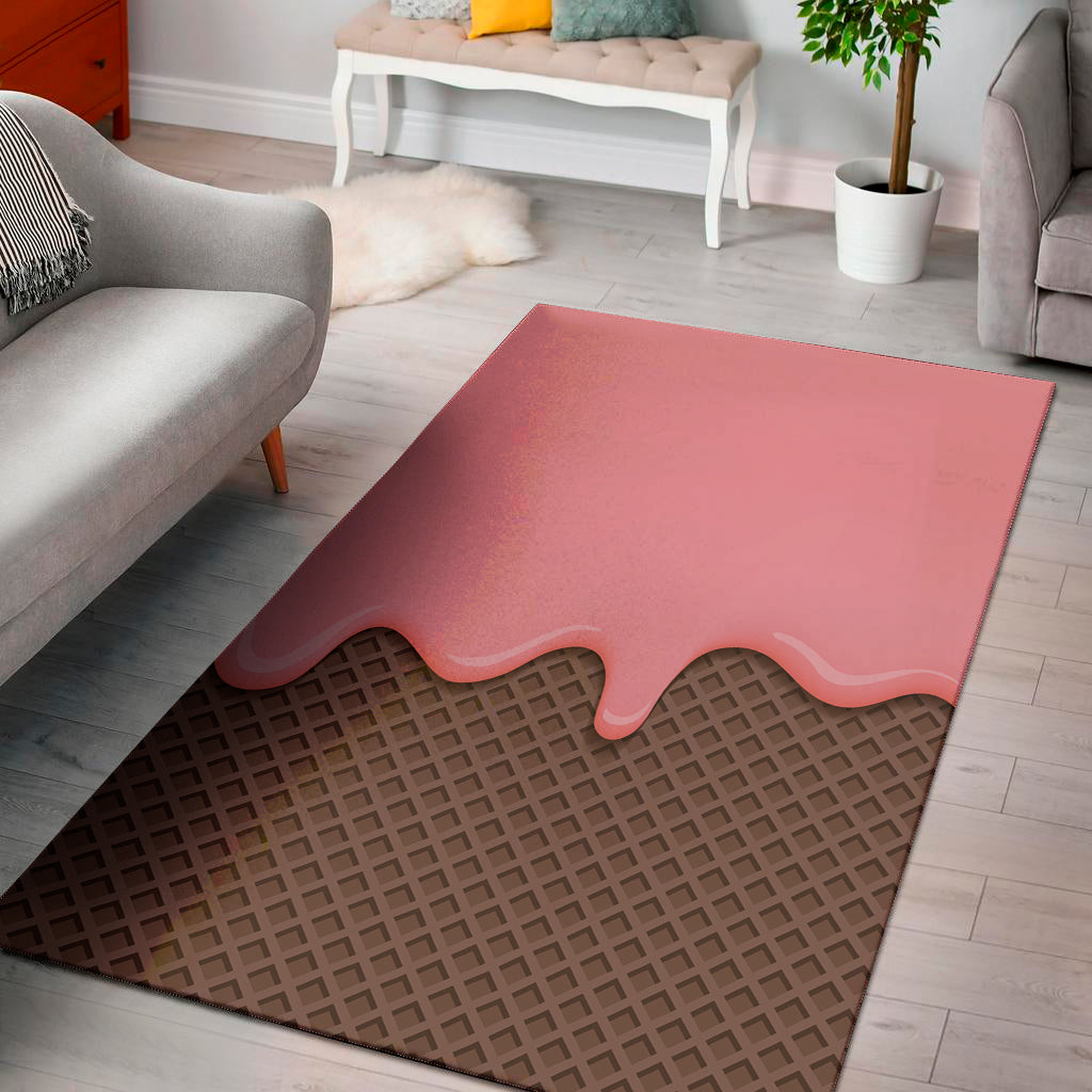 Strawberry Ice Cream Melted Print Area Rug
