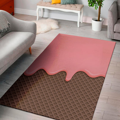 Strawberry Ice Cream Melted Print Area Rug
