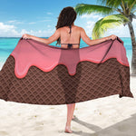 Strawberry Ice Cream Melted Print Beach Sarong Wrap