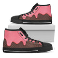 Strawberry Ice Cream Melted Print Black High Top Sneakers