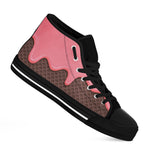 Strawberry Ice Cream Melted Print Black High Top Shoes