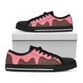 Strawberry Ice Cream Melted Print Black Low Top Sneakers