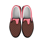Strawberry Ice Cream Melted Print Black Slip On Shoes