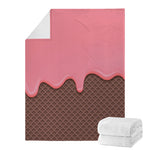Strawberry Ice Cream Melted Print Blanket