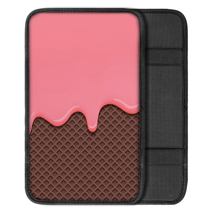 Strawberry Ice Cream Melted Print Car Center Console Cover