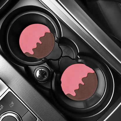 Strawberry Ice Cream Melted Print Car Coasters