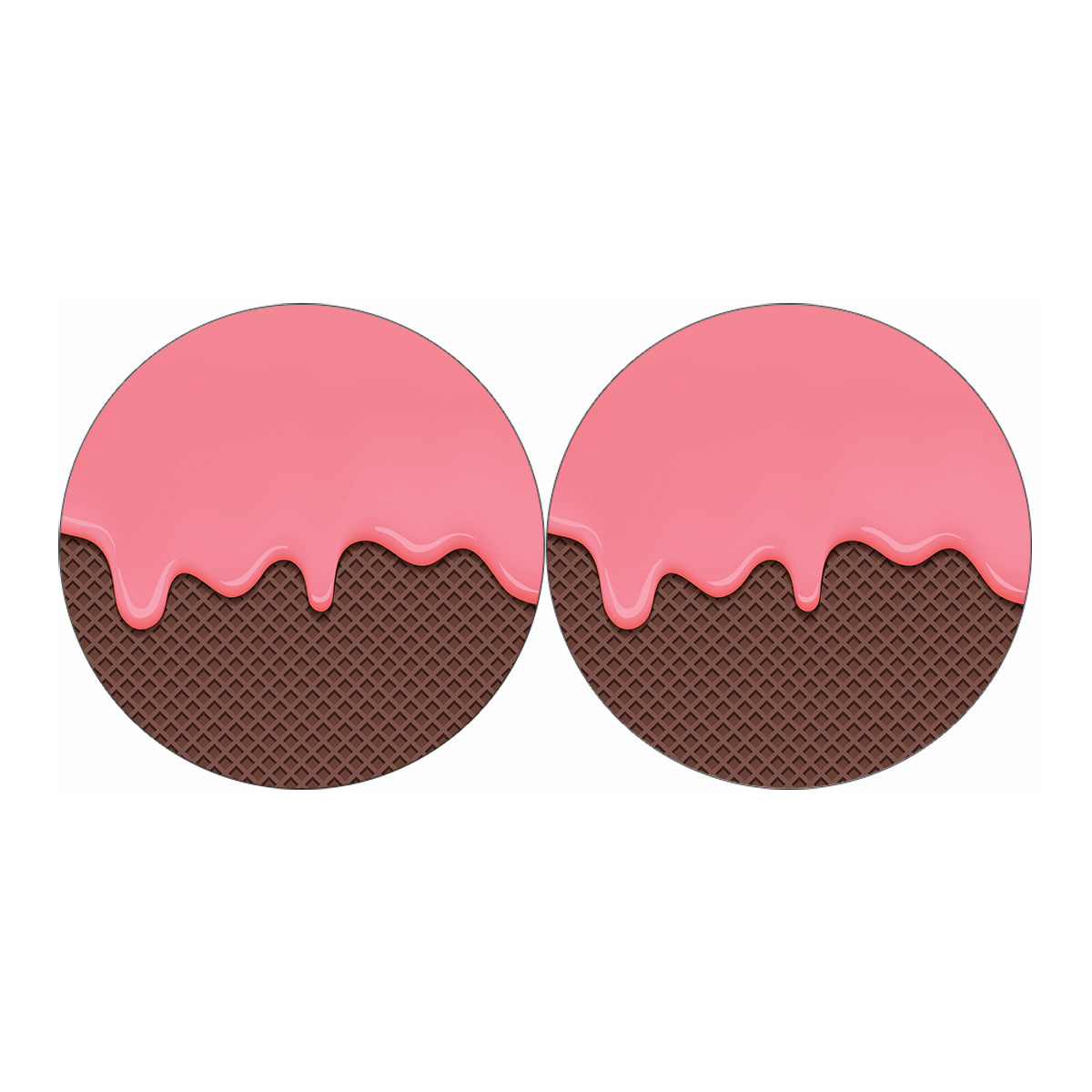 Strawberry Ice Cream Melted Print Car Coasters