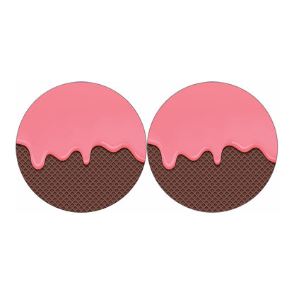 Strawberry Ice Cream Melted Print Car Coasters