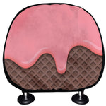 Strawberry Ice Cream Melted Print Car Headrest Covers