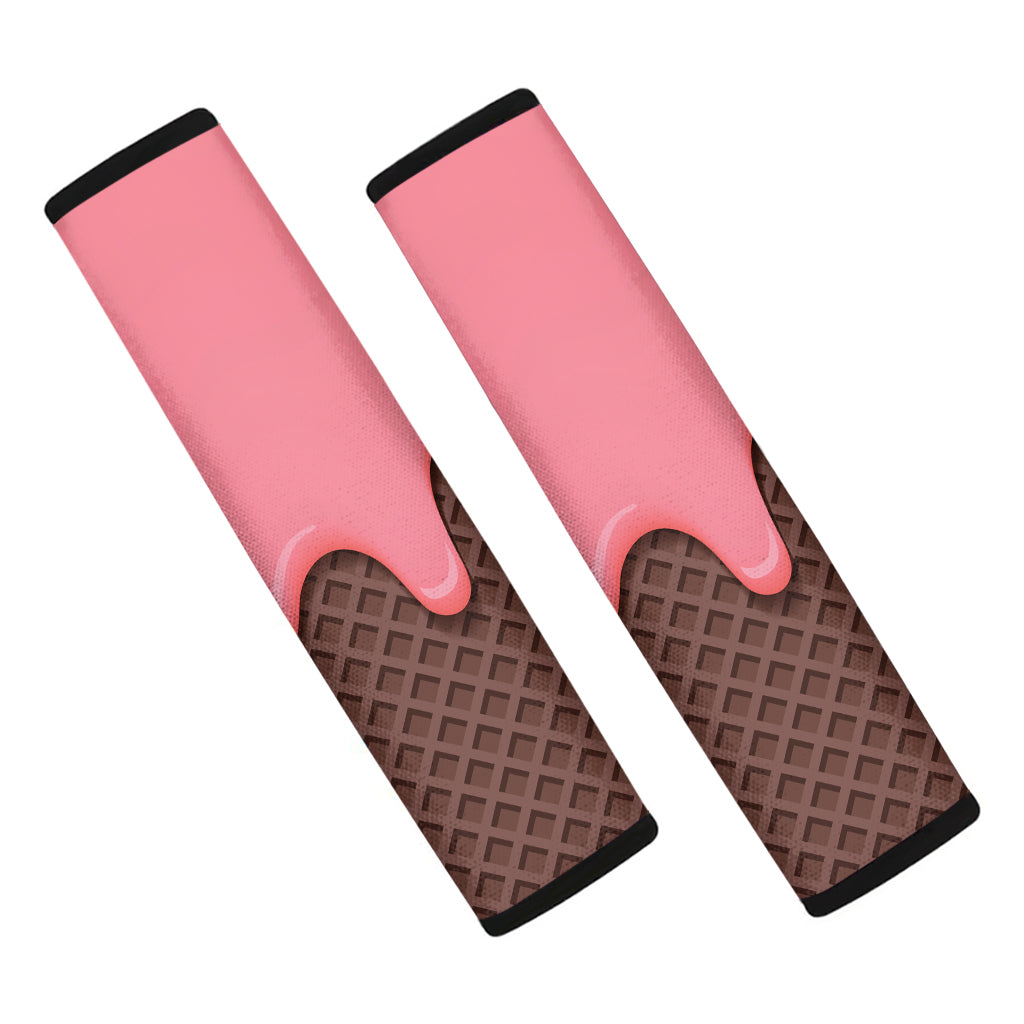 Strawberry Ice Cream Melted Print Car Seat Belt Covers