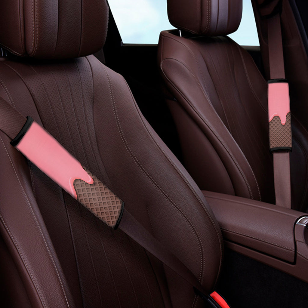 Strawberry Ice Cream Melted Print Car Seat Belt Covers
