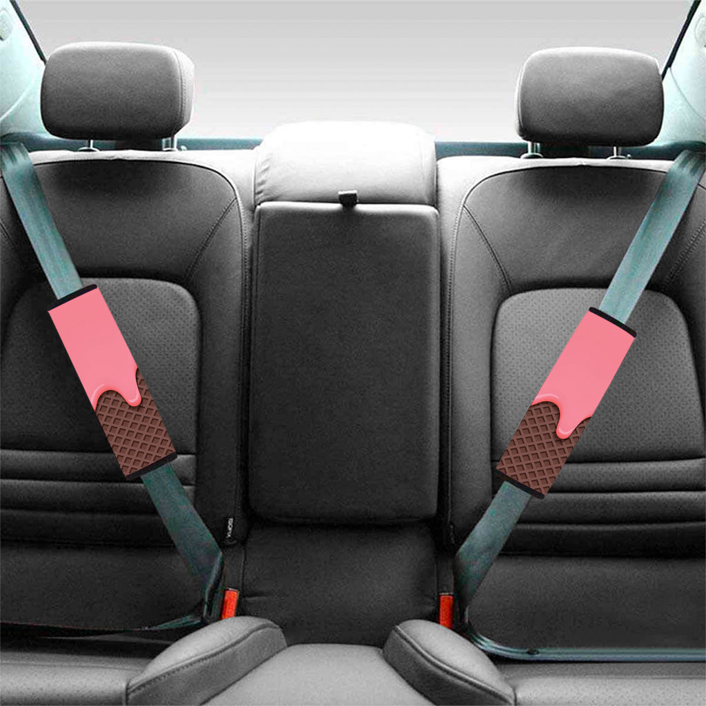 Strawberry Ice Cream Melted Print Car Seat Belt Covers