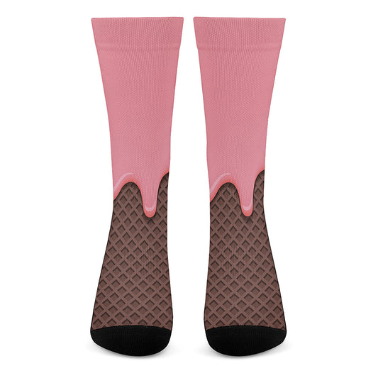 Strawberry Ice Cream Melted Print Crew Socks