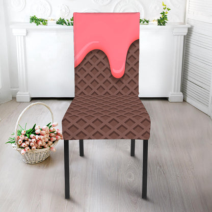 Strawberry Ice Cream Melted Print Dining Chair Slipcover