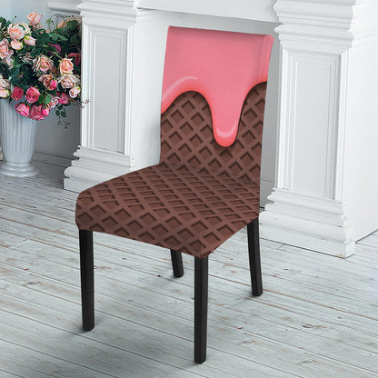 Strawberry Ice Cream Melted Print Dining Chair Slipcover