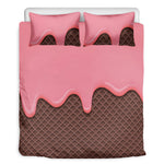 Strawberry Ice Cream Melted Print Duvet Cover Bedding Set