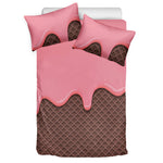 Strawberry Ice Cream Melted Print Duvet Cover Bedding Set