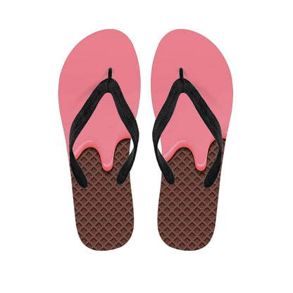 Strawberry Ice Cream Melted Print Flip Flops