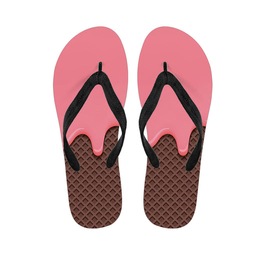 Strawberry Ice Cream Melted Print Flip Flops