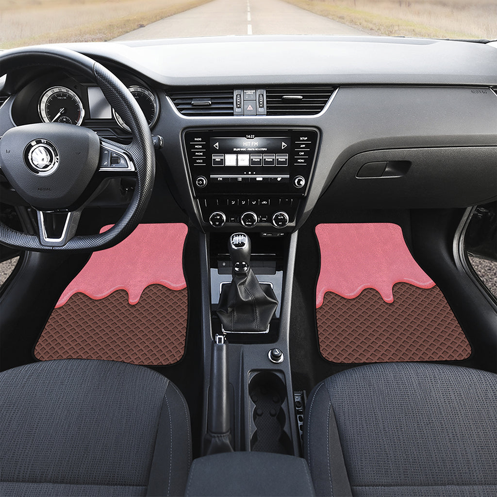 Strawberry Ice Cream Melted Print Front and Back Car Floor Mats