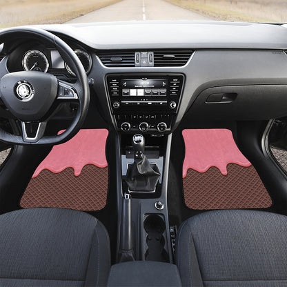 Strawberry Ice Cream Melted Print Front and Back Car Floor Mats