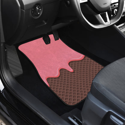 Strawberry Ice Cream Melted Print Front and Back Car Floor Mats