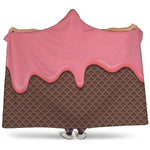 Strawberry Ice Cream Melted Print Hooded Blanket