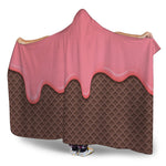 Strawberry Ice Cream Melted Print Hooded Blanket