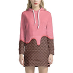 Strawberry Ice Cream Melted Print Hoodie Dress