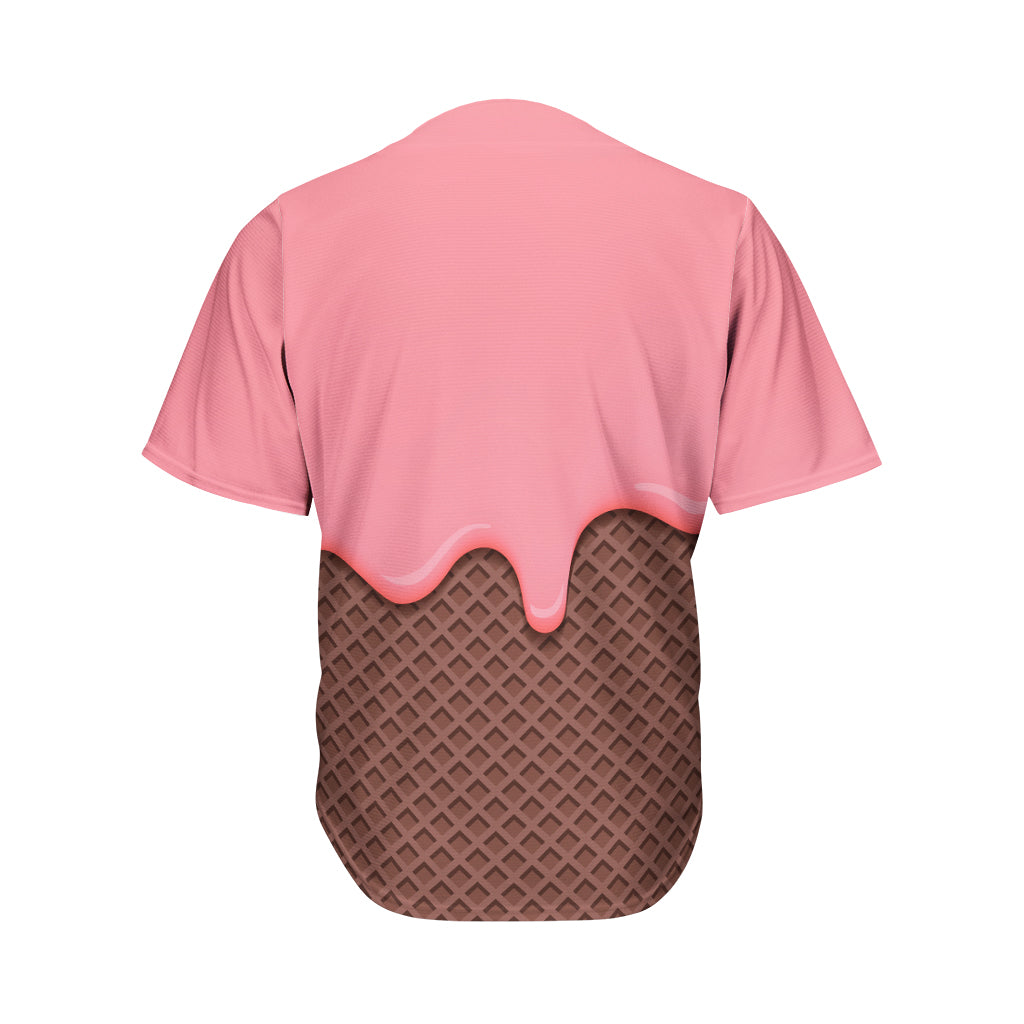 Strawberry Ice Cream Melted Print Men's Baseball Jersey