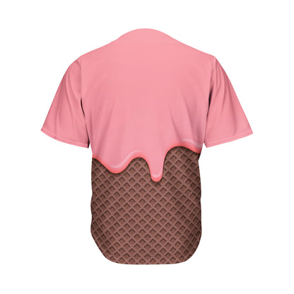 Strawberry Ice Cream Melted Print Men's Baseball Jersey