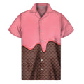 Strawberry Ice Cream Melted Print Men's Short Sleeve Shirt