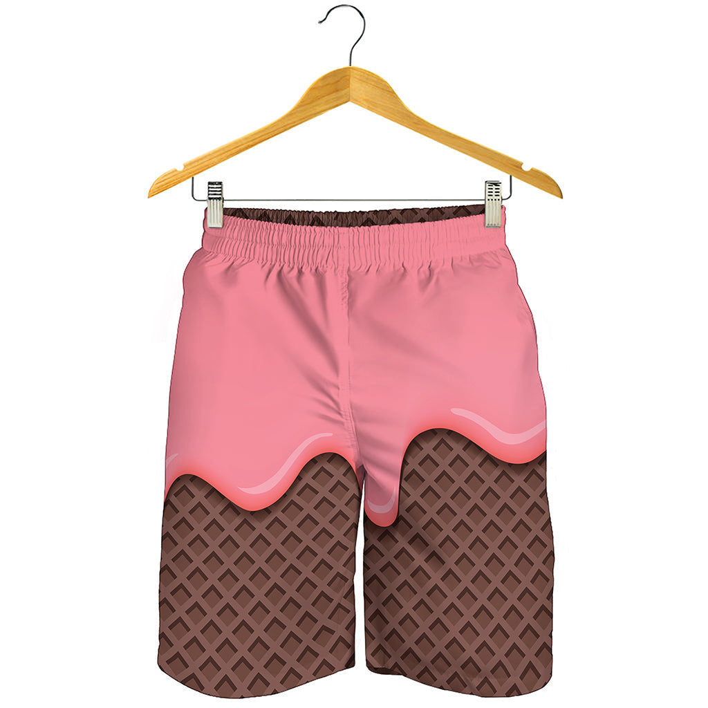 Strawberry Ice Cream Melted Print Men's Shorts