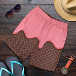 Strawberry Ice Cream Melted Print Men's Shorts